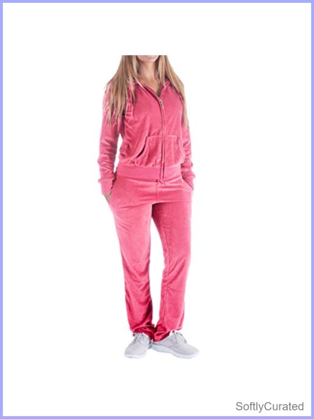 Women's 2 Piece Velour Tracksuit Set Hoodie Sweatpants Lounge